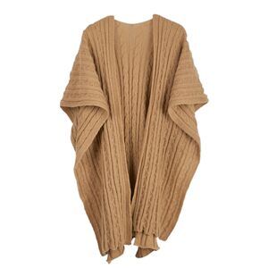 5871 Women's Kenna Cable Knit Open Front Poncho Wrap